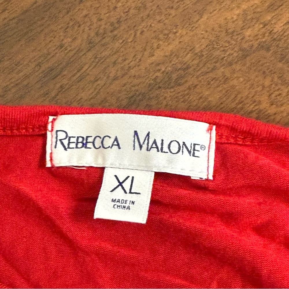 Rebecca Malone Red Plaid Reindeer Long Sleeve Christmas Holiday Top XL - Picture 6 of 8